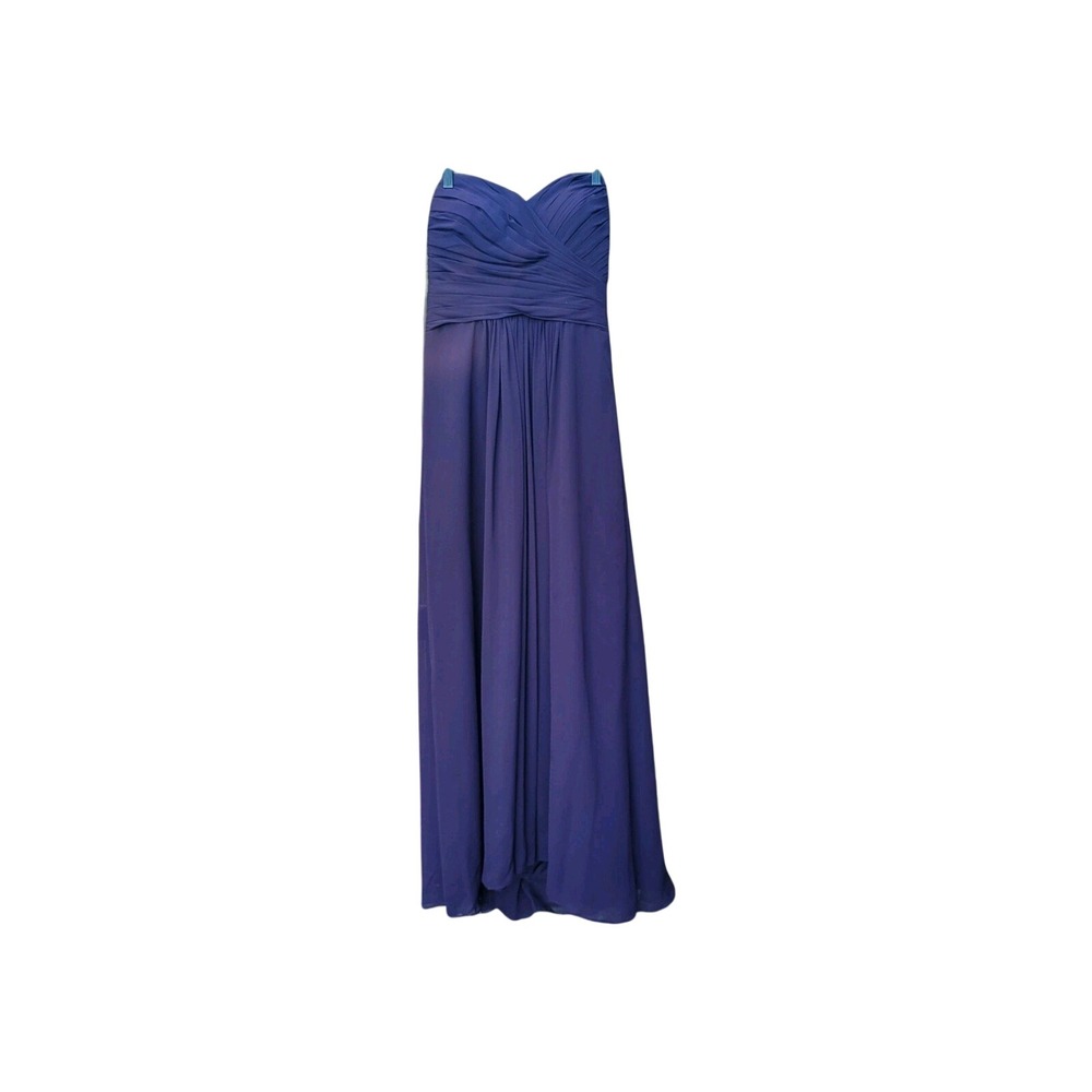 Bill Levkoff Maxi Dress Womens 6 Purple Excellent Chiffon Strapless Sweetheart - Picture 2 of 11